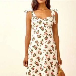 BNWT VALE DRESS REFORMATION SOUR CHERRY SIZE 4 WHITE LINEN